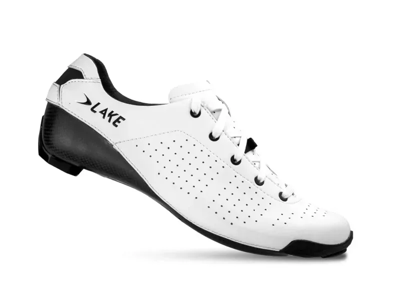Lake CX400L-X Wide Cycling Shoes in White/Black