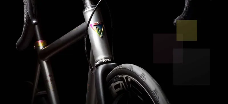 Enigma Excel titanium road bike, head tube detail